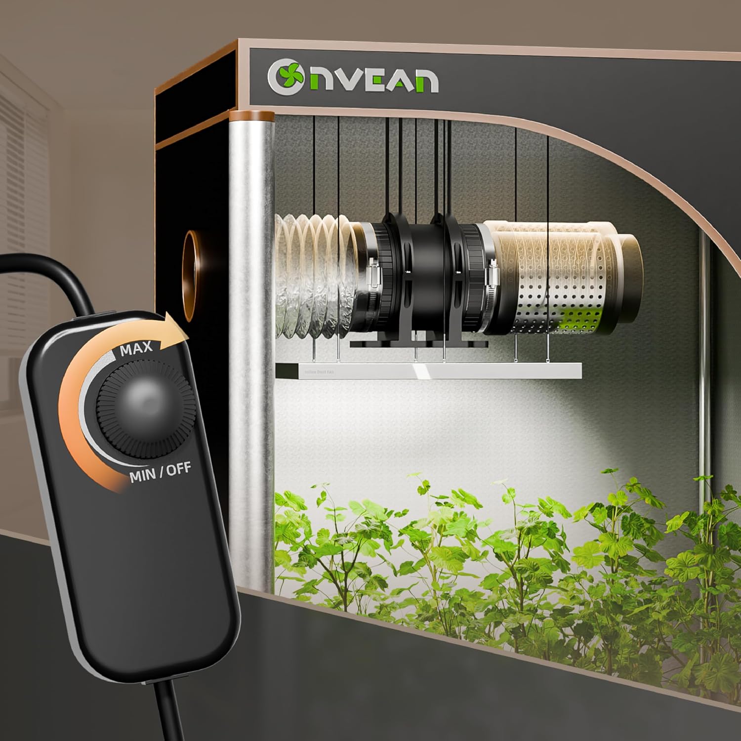 4 Inch Compact Inline Duct Fan Kit with Speed Controller, Quiet DC Motor Exhaust Fan for Grow Tent Ventilation