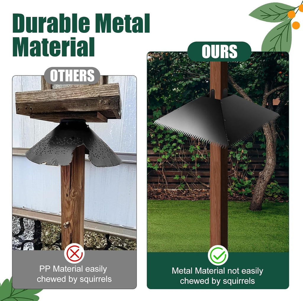 Metal Squirrel Baffle for 4x4 Post, 17 Inch Squirrel Guard for for Bird Feeder Poles, Wooden Pole Mount Squirrel