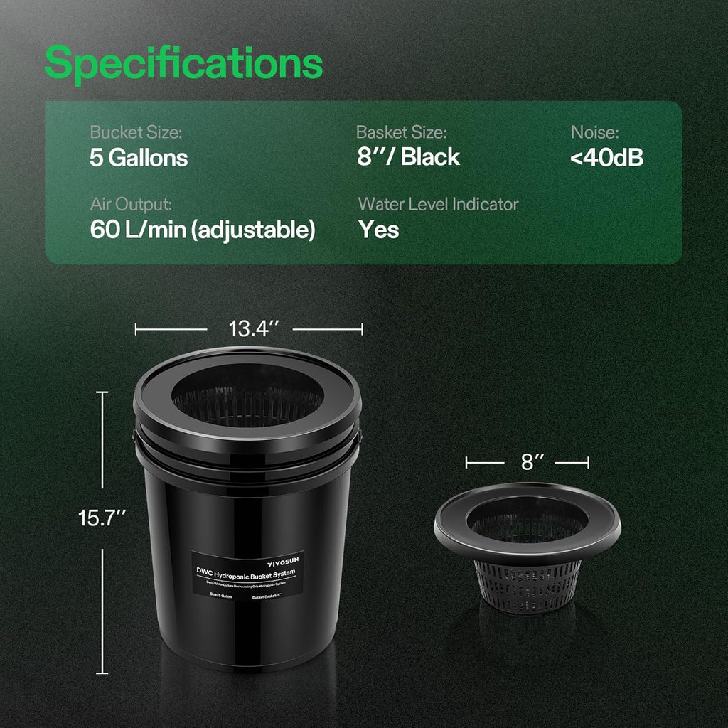 DWC Hydroponics Grow System with Top Drip Kit 8 Buckets | 5-Gallon Deep Water Culture, Recirculating Drip Garden