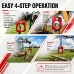 Skid Steer Fence Puller, Post Puller & T-Post Puller, Carbon steel Red