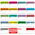 500 pcs 20 Designs Pre-Printed Color-Coded Home Moving Packing Box Labels with Writable Notes Areas, Each Measures 2”