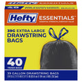 Essentials Extra Large 39 Gallon Trash Bags, Black, Unscented, 40ct