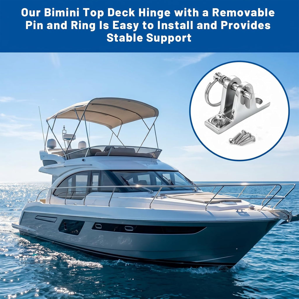 4 Pcs Bimini Top Deck Hinge,316 Stainless Steel Marine Hardware with Quick