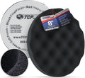 8" Black Waffle Foam Buffing Pad, Extra Fine Cut Polish | Hook & Loop Backing - Buffing Pad for Automotive, Marine