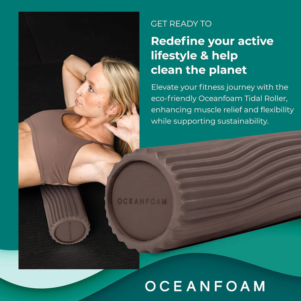 Tidal Roller - Espresso - Muscle Massage Foam Roller for Back Pain & Stretching - Firm and Ergonomic Wide Wave