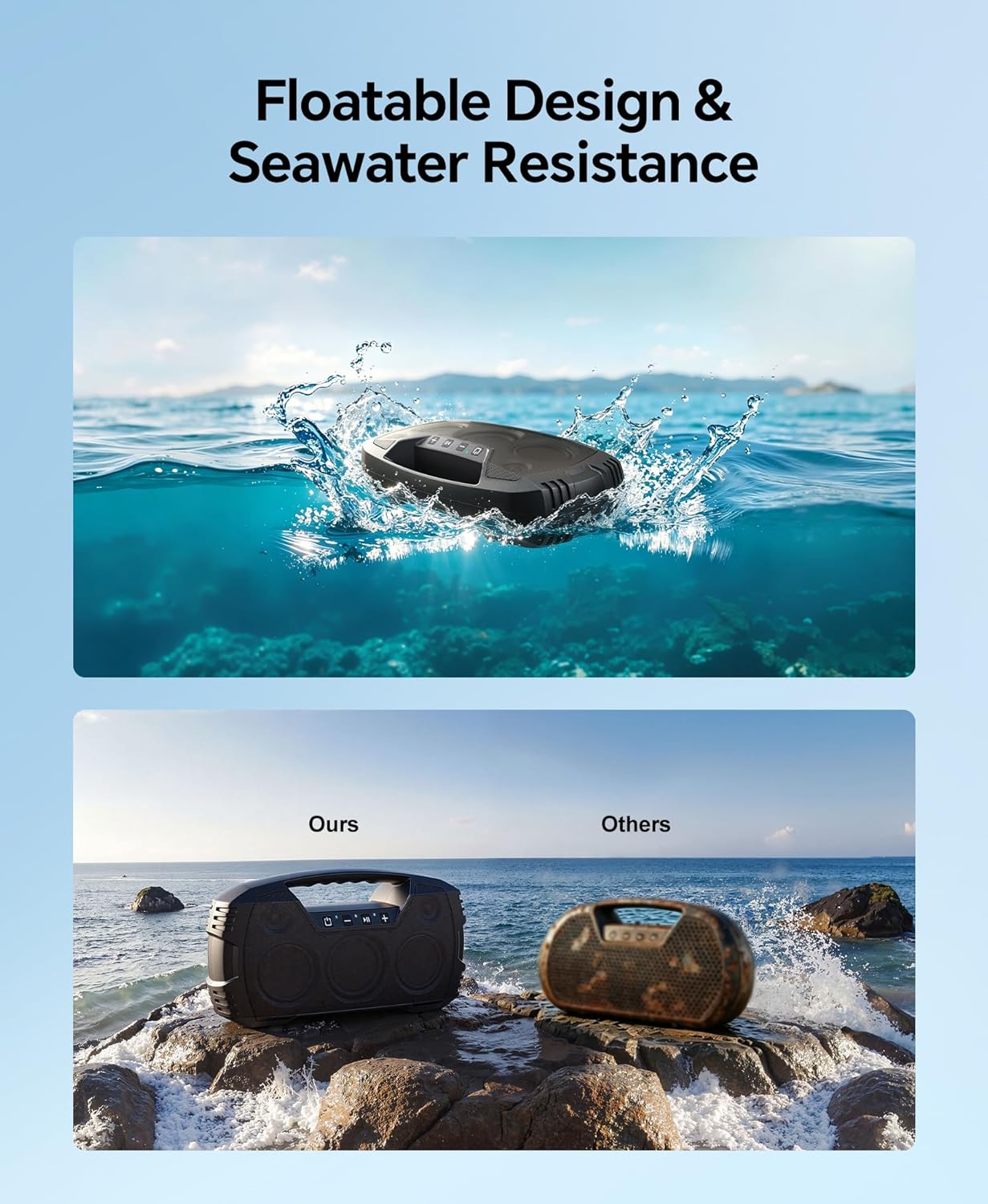 IPX7 Waterproof Outdoor Bluetooth Speaker, Wireless, 90W(Peak), 32H Playtime, Floating Design, Deep Bass & Loud