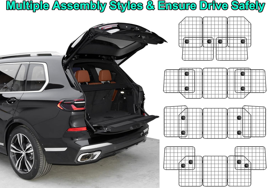 CASIMR Dog Car Barrier for SUVs, Vehicles, Trucks, Cars, Adjustable Pet Divider Cargo Area Universal-Fit, Heavy-Duty