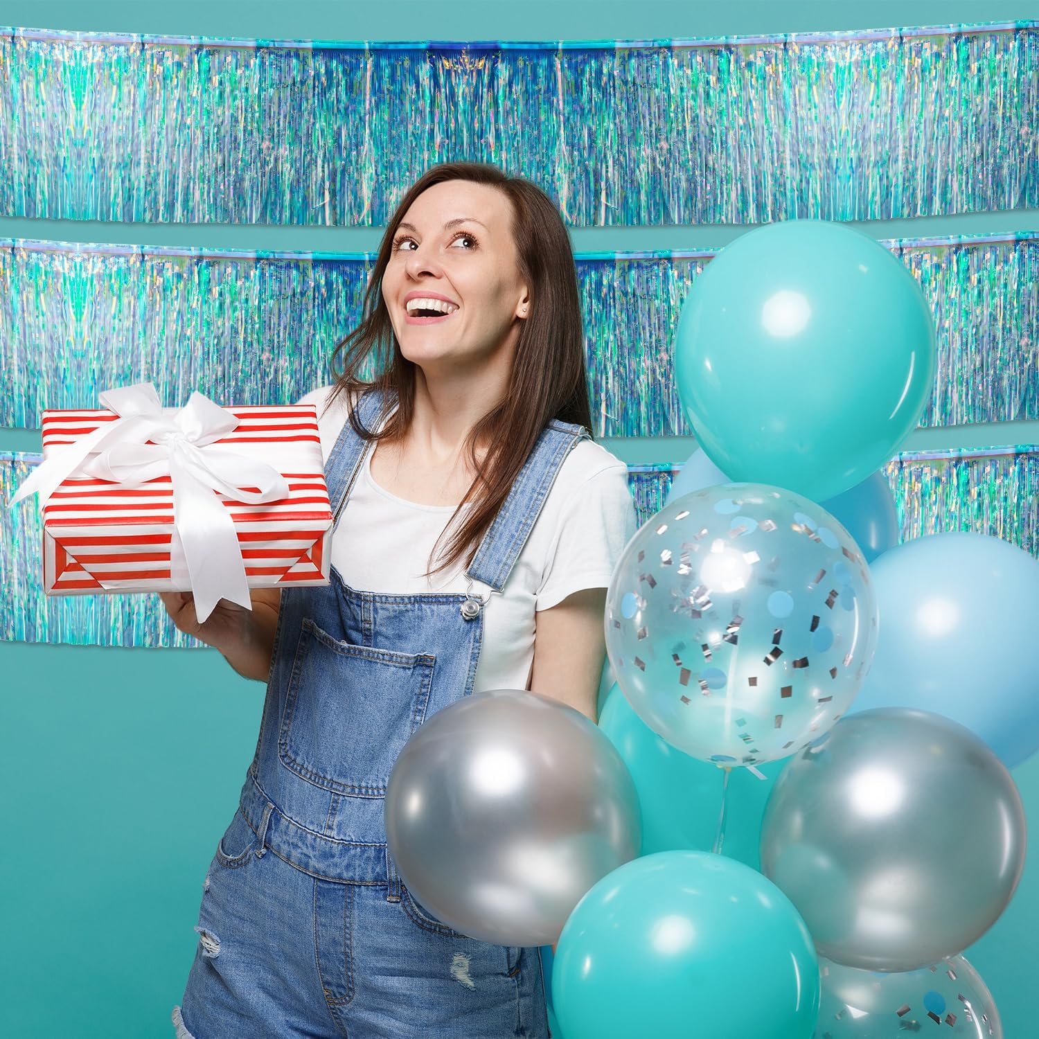 Iridescent Tinsel Garland 48FT - Birthday Decorations for Girls - Sparkle Party Streamers - Mermaid Unicorn Frozen
