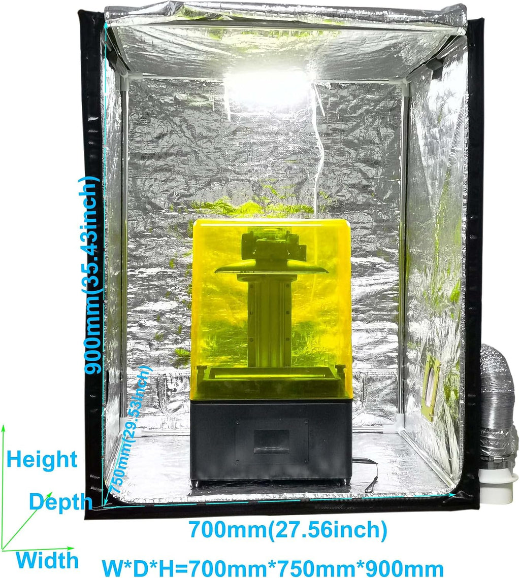 3D Printer Enclosure with Ventilation Kit & LED Lighting– Thermal Insulation Cover & Fume Extraction Tent for