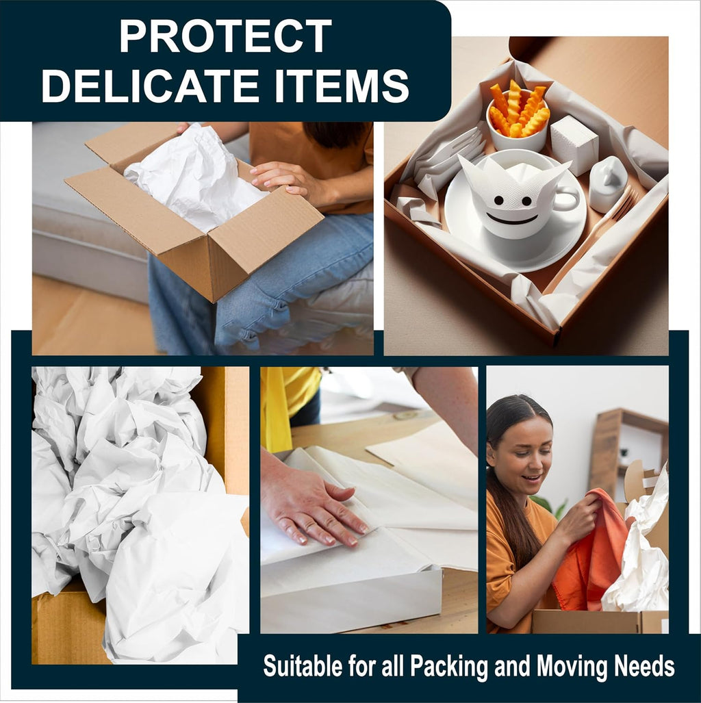 White Bulk Packing Paper Sheets for Moving | 640 sheets | 27" x 17" | 20 lb | Twin Pack | | Newsprint Wrapping Paper