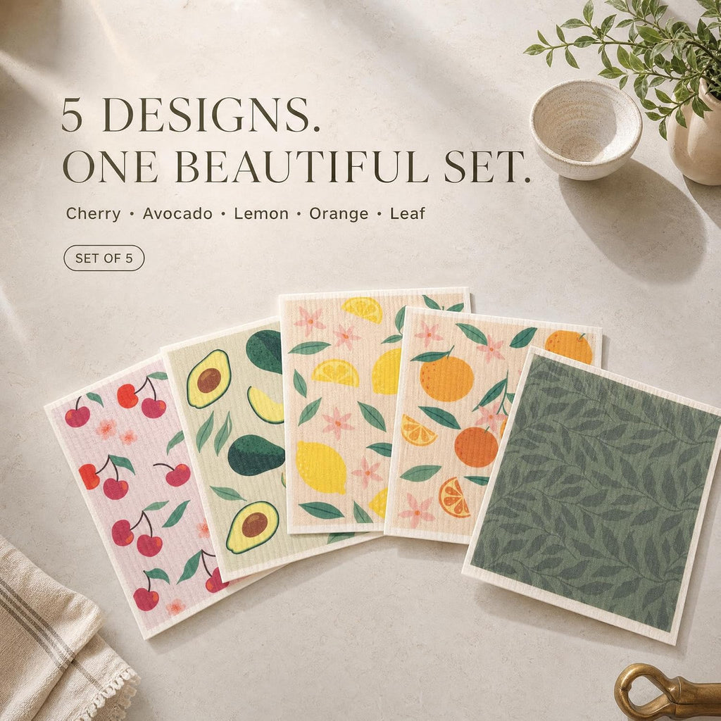Beautiful Swedish Dishcloths for Kitchen Set of 5