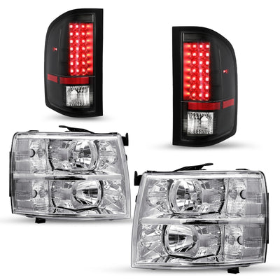 Fits for 07-13 Chevy Silverado Headlight & LED Tail Light Assembly