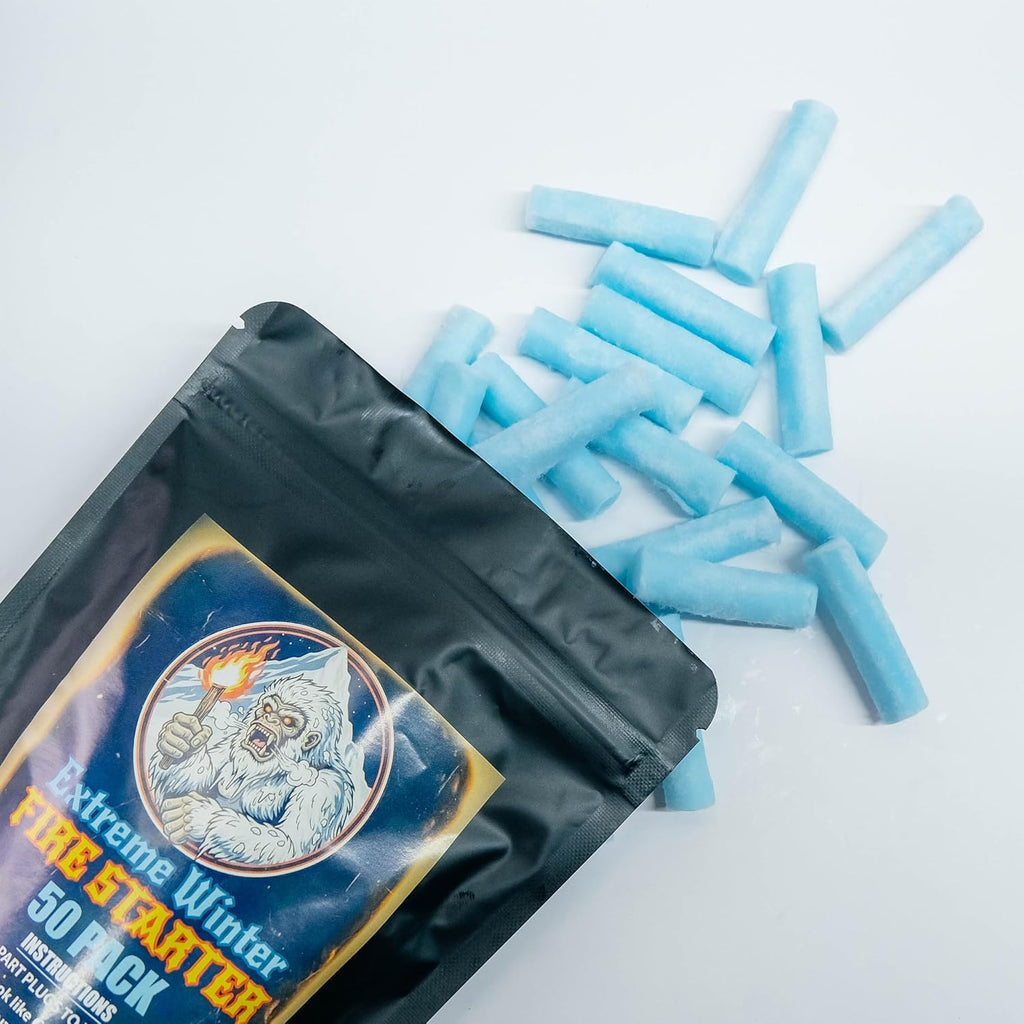 FIRE Starter Plugs (50 Pack) Extreme Winter & Weather Resistant Can Light 50+ Fires for Survival, Campfires
