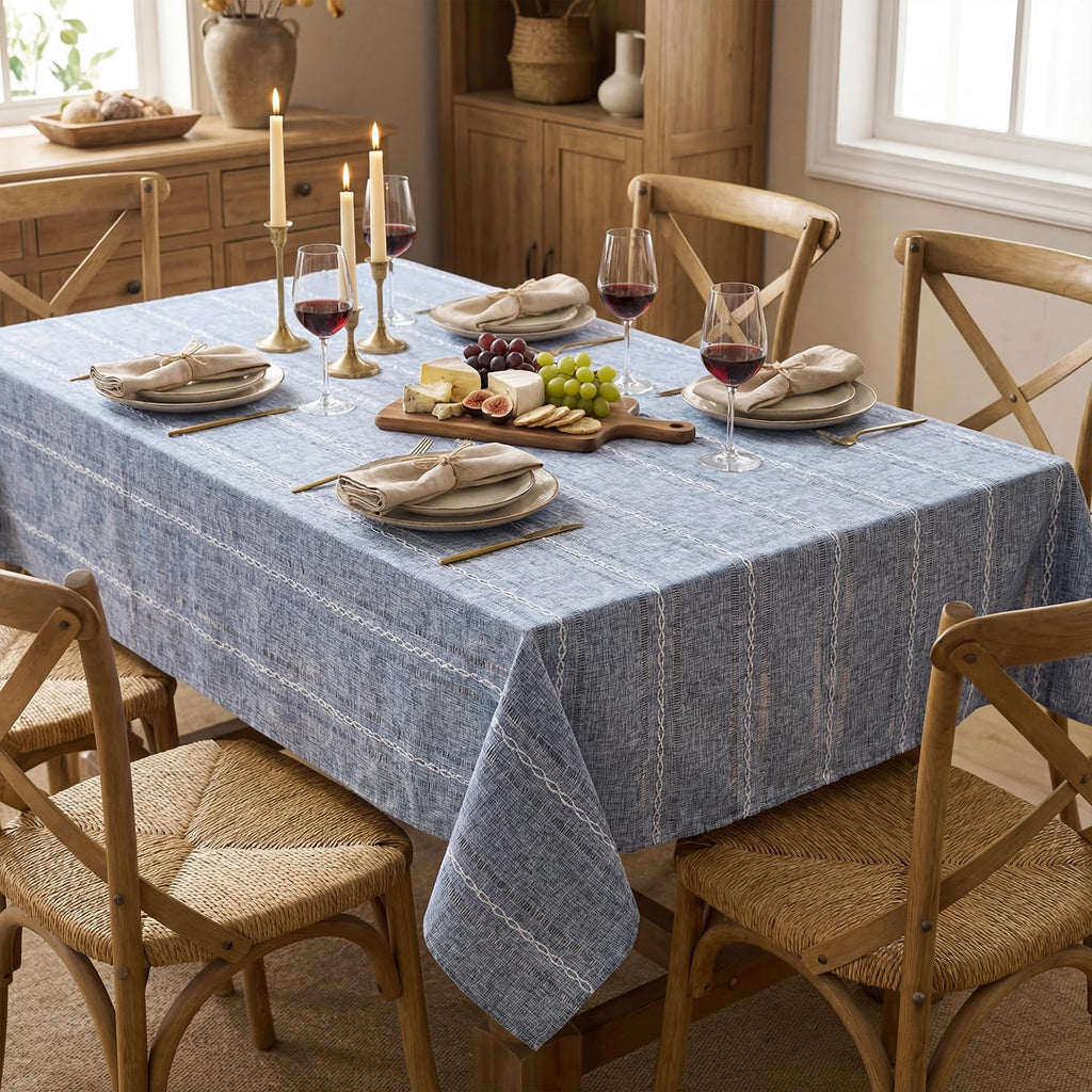 Blue Rectangular Tablecloth, 60×84 Inch, Farmhouse Decor