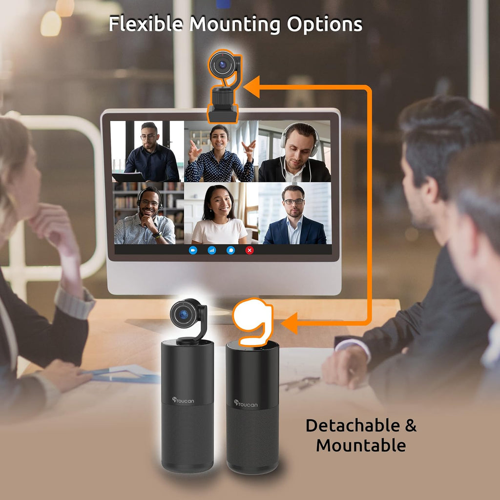 Conference HD Video Conference System, 1080P HD Camera, Speakerphone with 4 Microphones, Plug and Play USB Conference