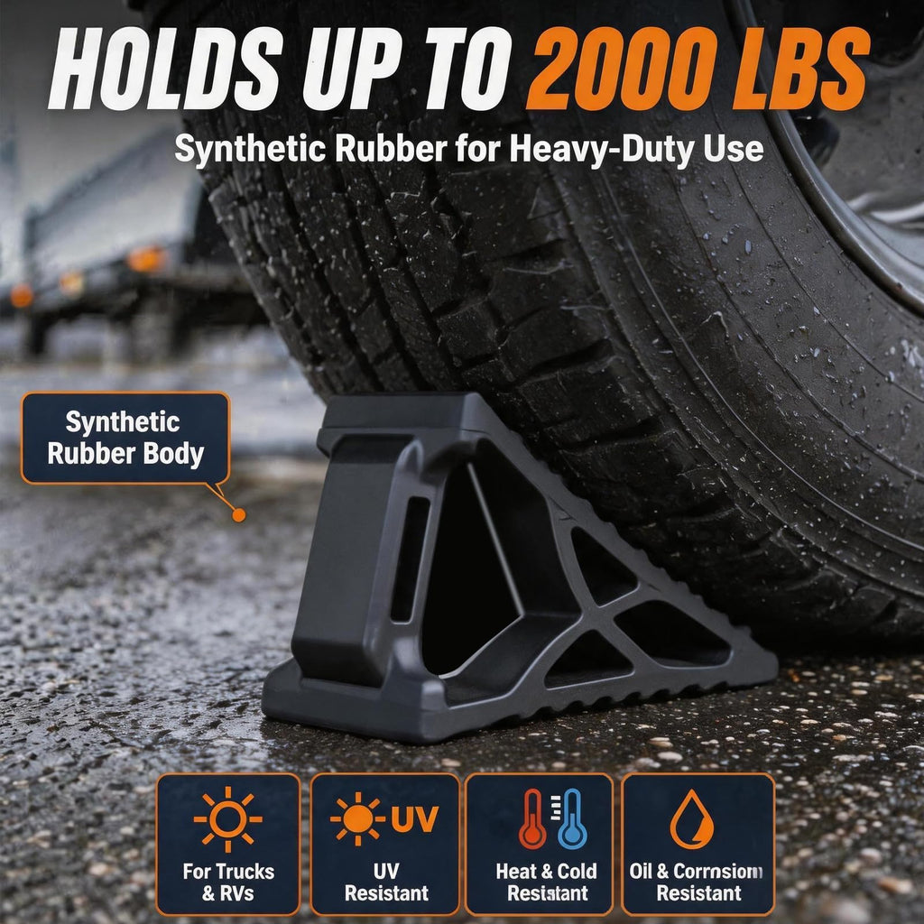 Rubber Wheel Chocks for RV Trailer Upgraded Deformable Design 4 Pc