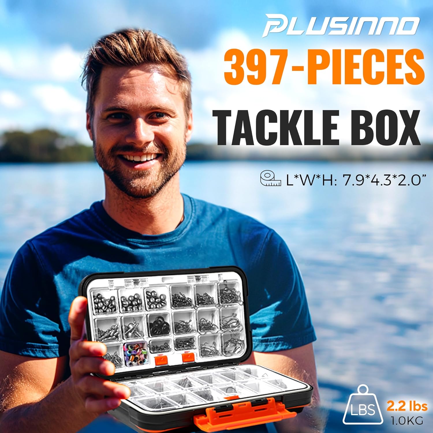 264/397pcs Fishing Accessories Kit, Organized Fishing Tackle Box with Tackle Included, Fishing Hooks, Fishing Weights