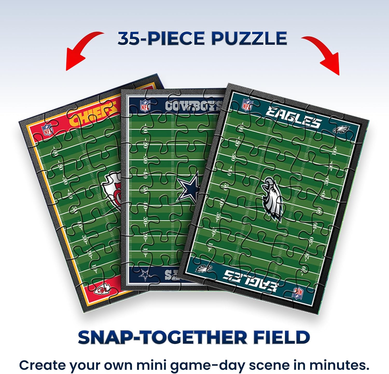 TeenyMates NFL Action Figures Gift Set, with 11 Player Figures, Coach & Collectible Field Puzzle, NFL Football Toys