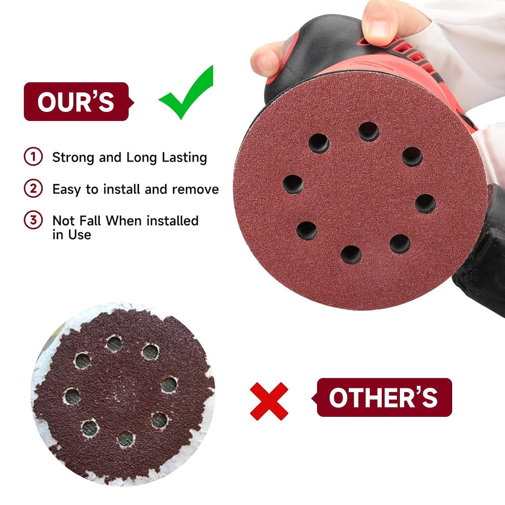 100PCS 5 Inch Sanding Discs 120 Grit Sandpaper for Orbital Sander