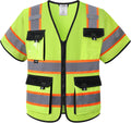 Safety Vest for Men Women Hi Vis with Pockets and Cushioned Collar Construction Vest Meet ANSI Standard (BX360)