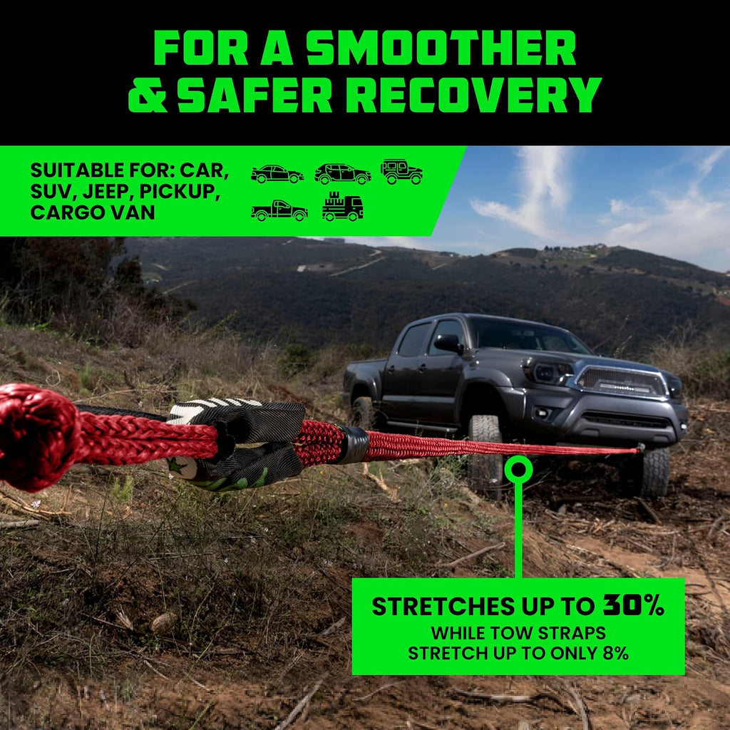 Kinetic Rope Recovery Kit, 7/8in x 30ft w/Soft Shackles