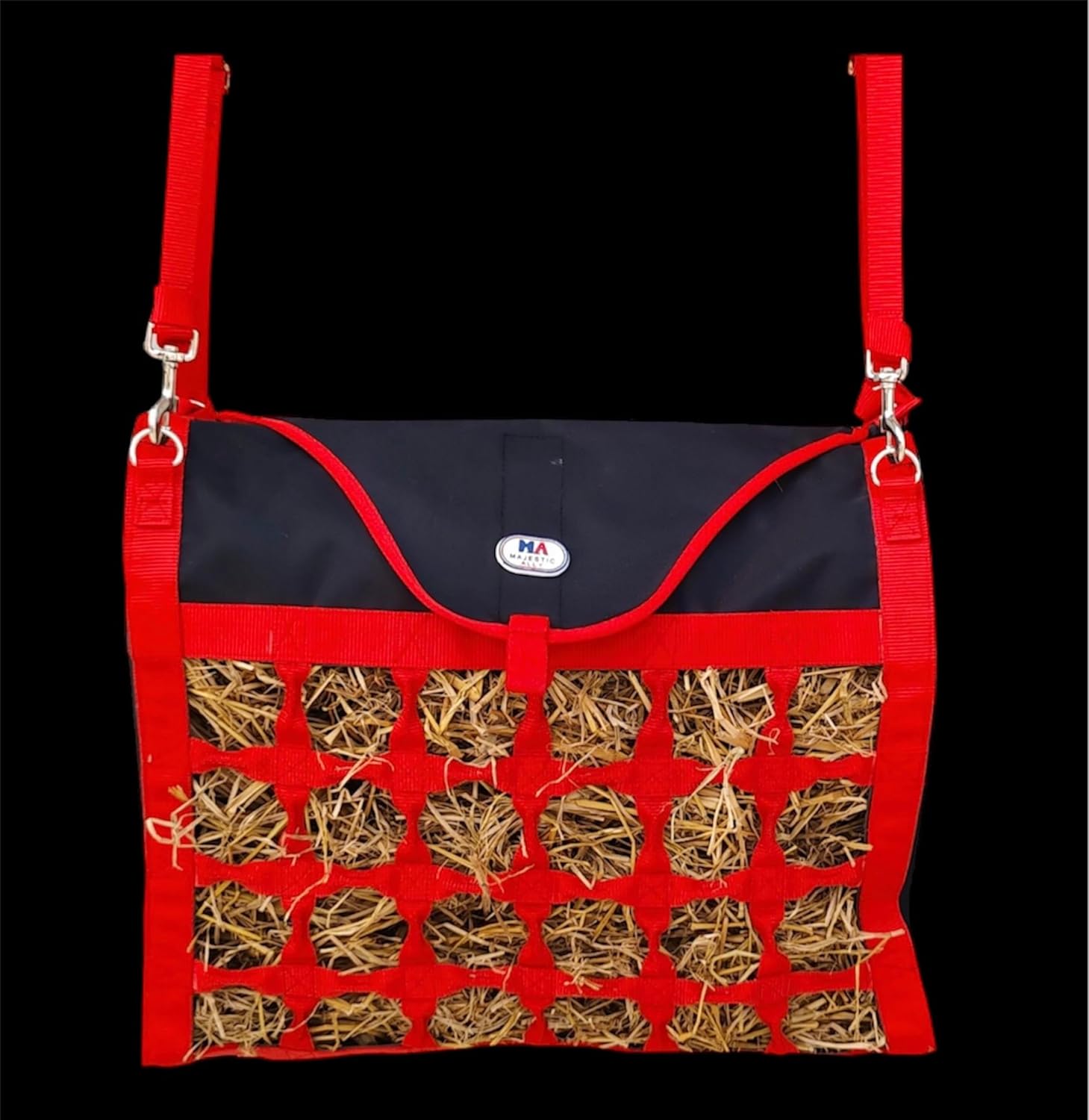 Animal Health Hay Bag for Horses, 2.5" Holes, Top Load, Travel Feeder, Reduces Waste, 1 Year Warranty, Multiple