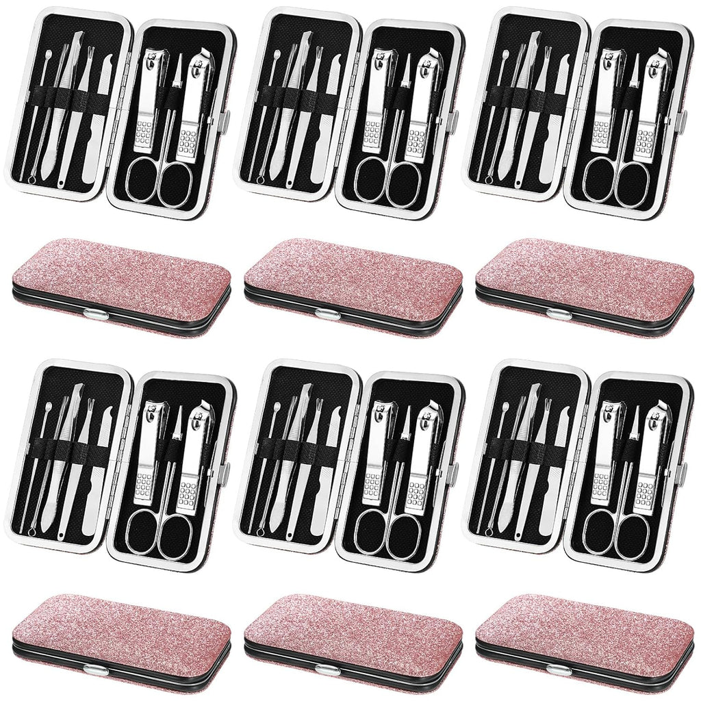 12 Sets Manicure Set Nail Clippers Pedicure Kit, Glitter Pink
