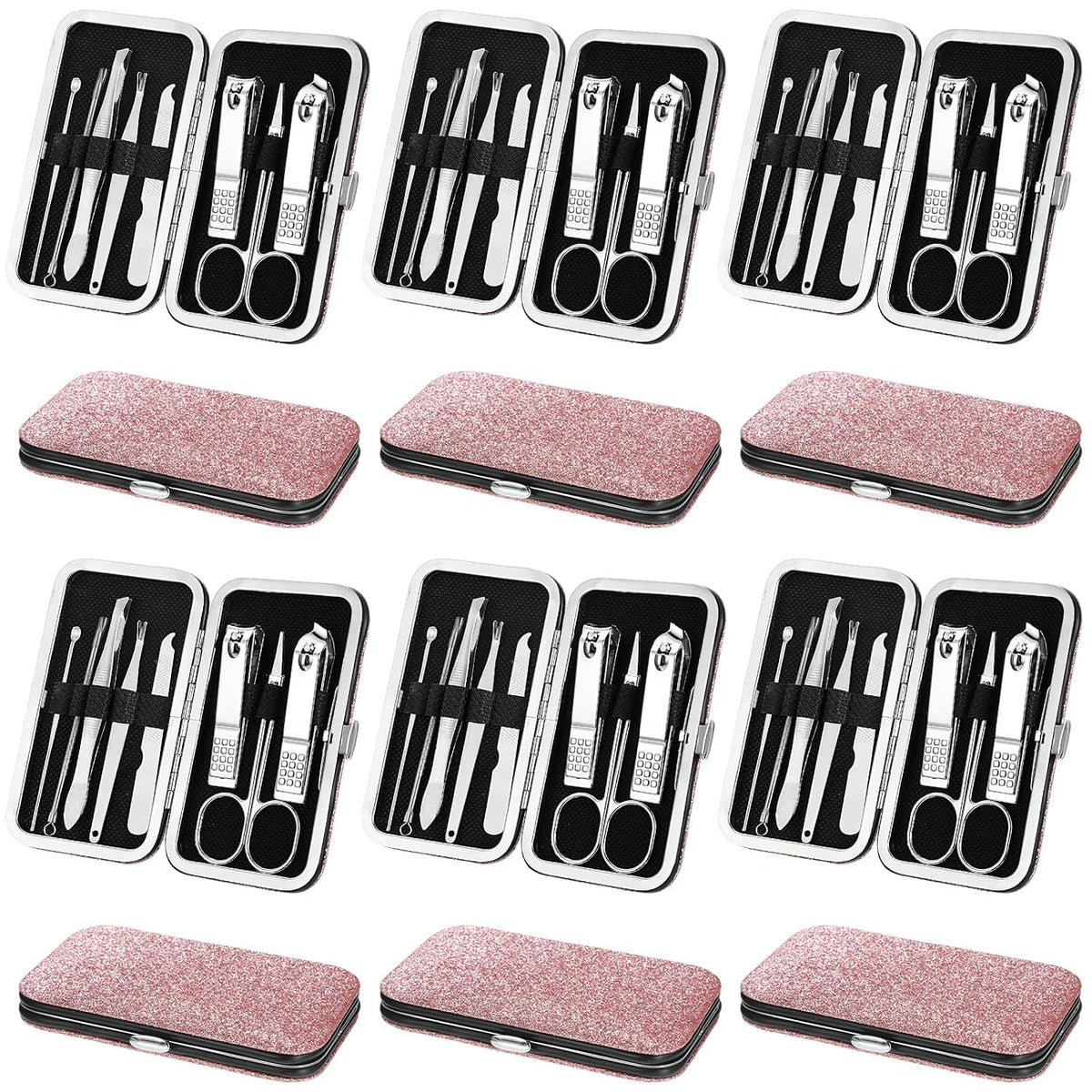 12 Sets Manicure Set Nail Clippers Pedicure Kit, Glitter Pink
