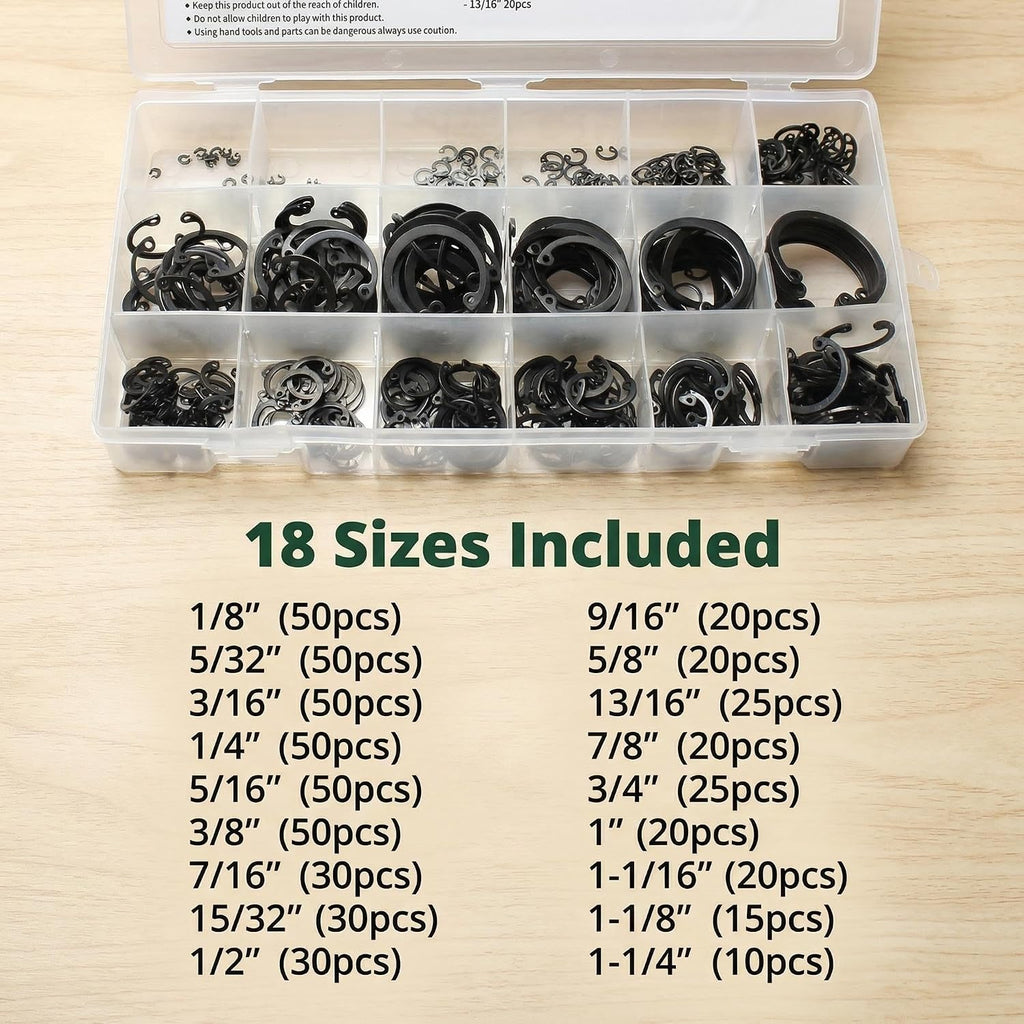 Internal Snap Ring Kit SAE, 565Pcs, 18 Sizes (1/8"-1-1/4")