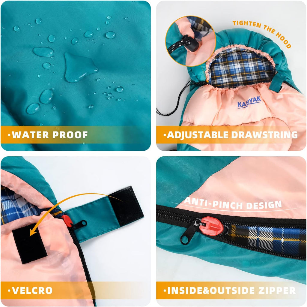 Camping Sleeping Bag, 32℉ Sleeping Bags for Adults Kids Teens Cold Weather Warm Sleeping Bag Winter for 3-4 Season