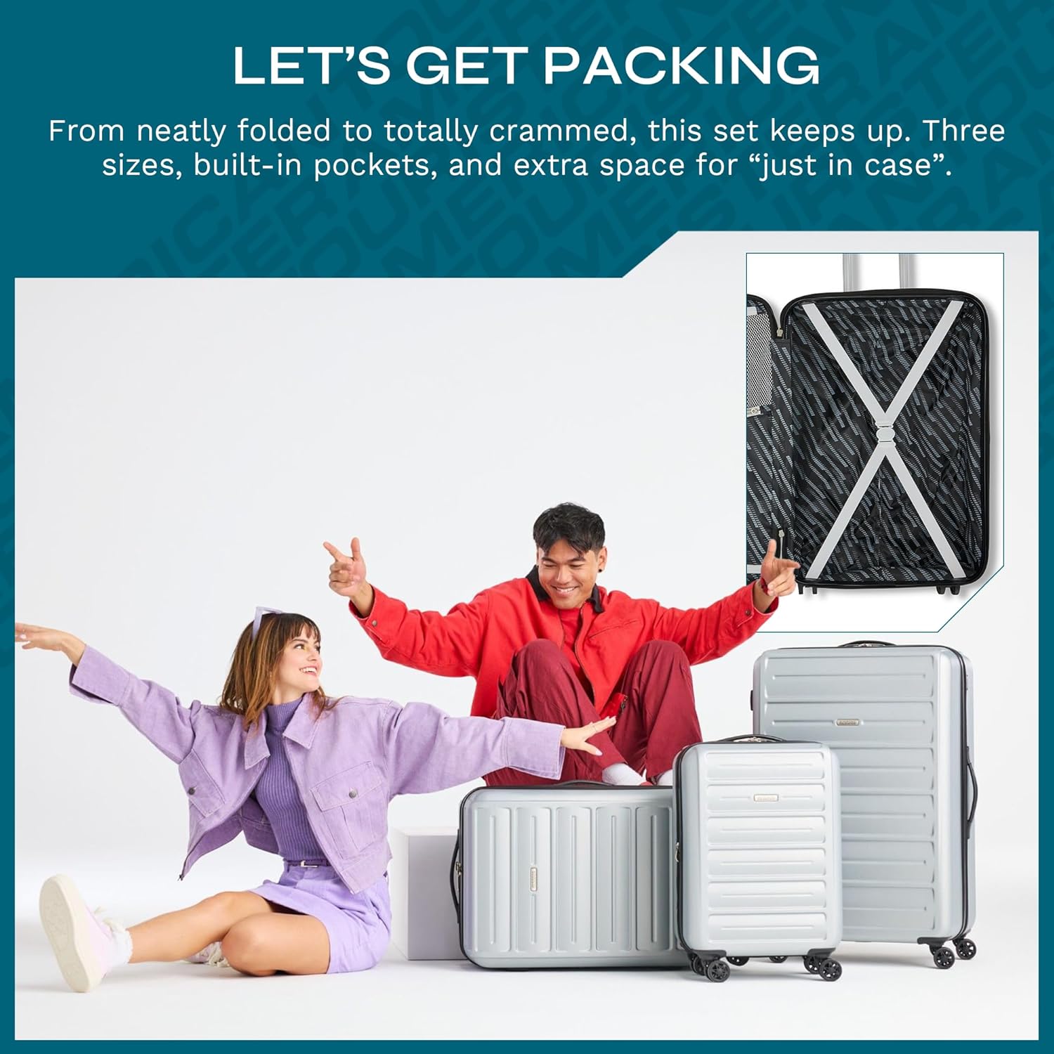 Westridge Hardside Luggage Set with Spinner Wheels, Teal, 3PC Set (CO/M/L)