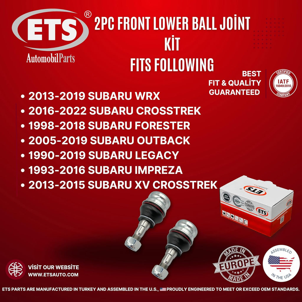 ETS 2Pc Front Lower Ball Joint Kit K9513 Fits 16-22 Subaru Crosstrek / 13-22 WRX / 2005-2019 Subaru Outback / 2013-2015 Subaru XV Crosstrek