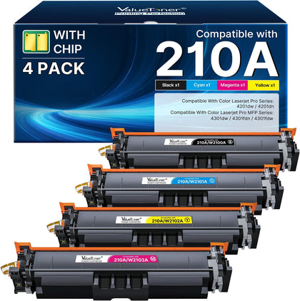 210A Toner Cartridges 4 Pack Replacement for HP 210A 210X 4301fdw with Chip | Compatible for HP Color LaserJet Pro