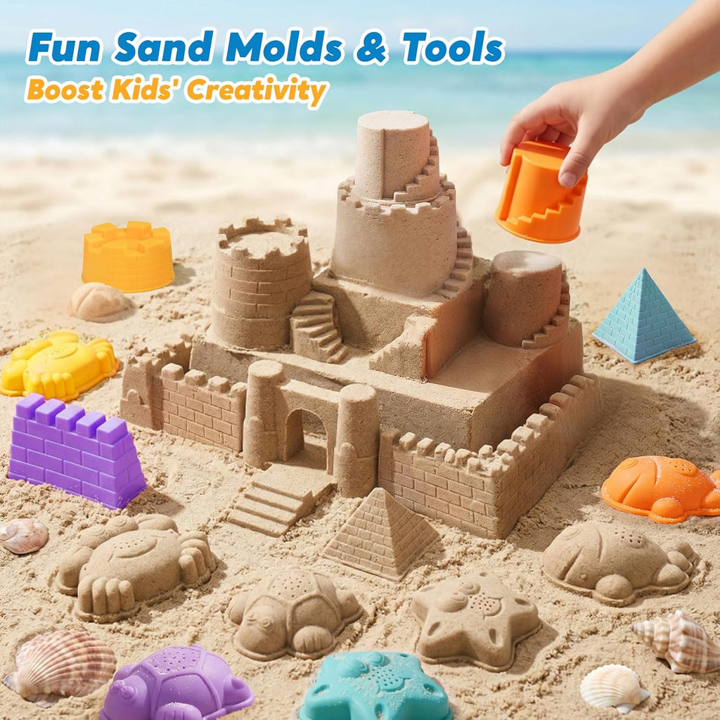 Beach Sand Toys for Toddler 1-3 with Trucks, 2 Collapsible Beach Toys for Kids Ages 4-8, Sandbox Toys for Toddler
