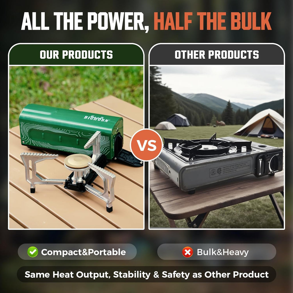 OUTDOORS Butane Camping Stove, Portable Folding Gas Burner with Carry Bag for Camping, Emergency Use and Outdoor Cooking