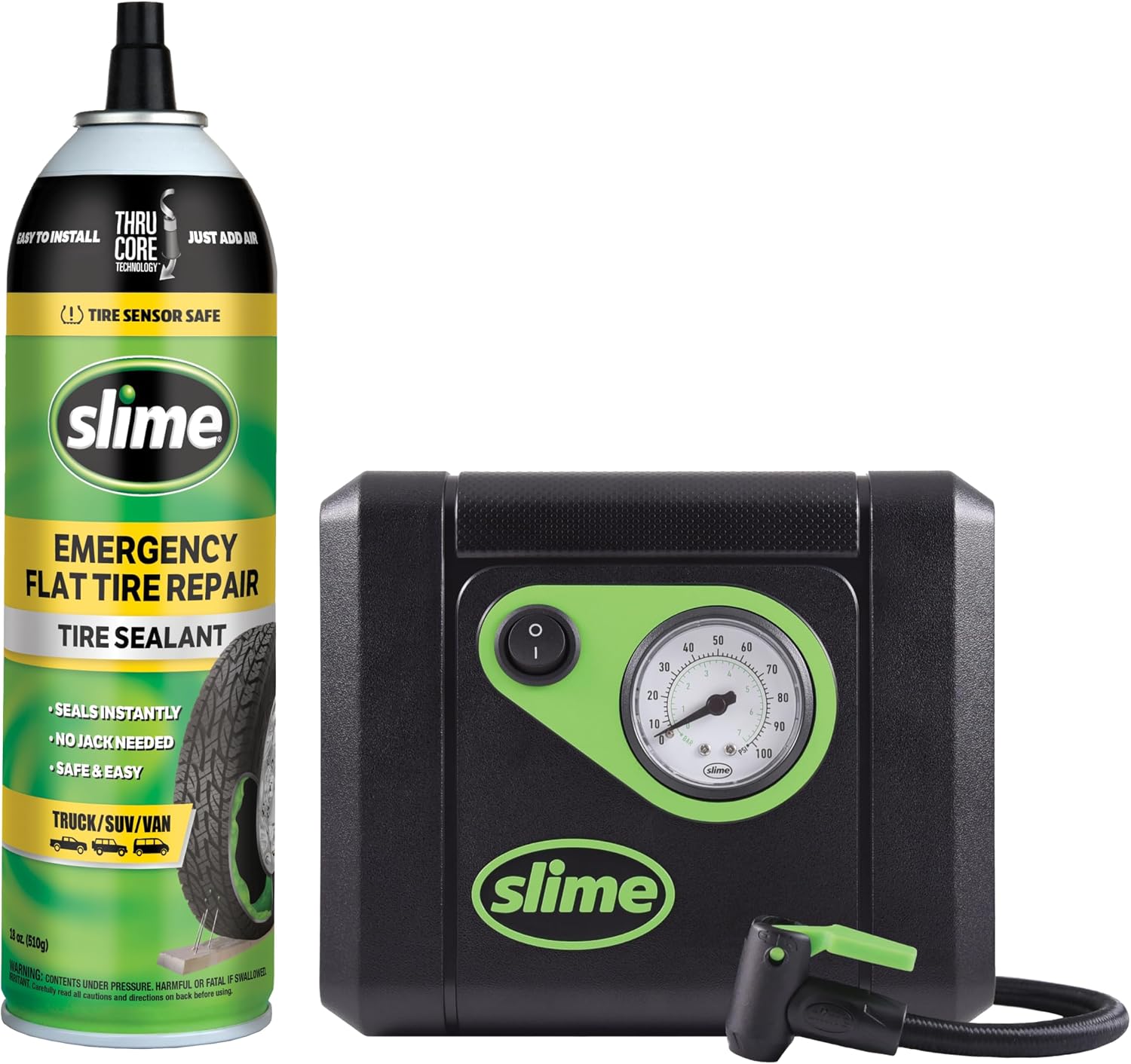 50166 Flat Tire Puncture Repair, Smart Spair Plus, Emergency Kit for Car Tires, Includes Sealant and Tire Inflator