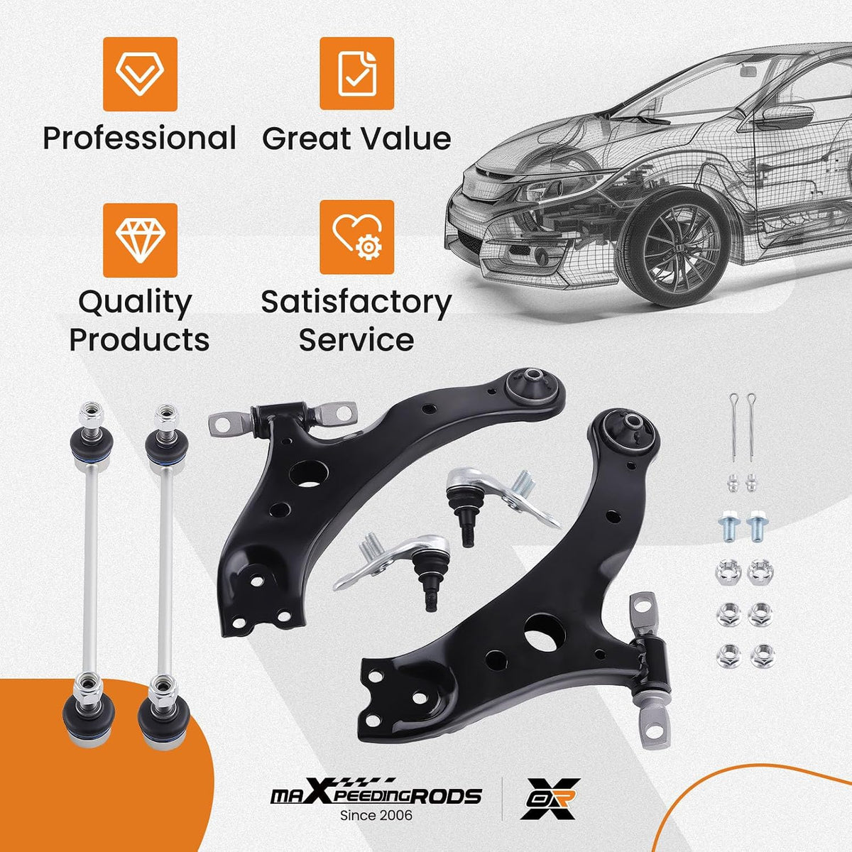 maXpeedingrods 6Pcs Front Lower Control Arm Kit for Toyota Camry 2007-2017
