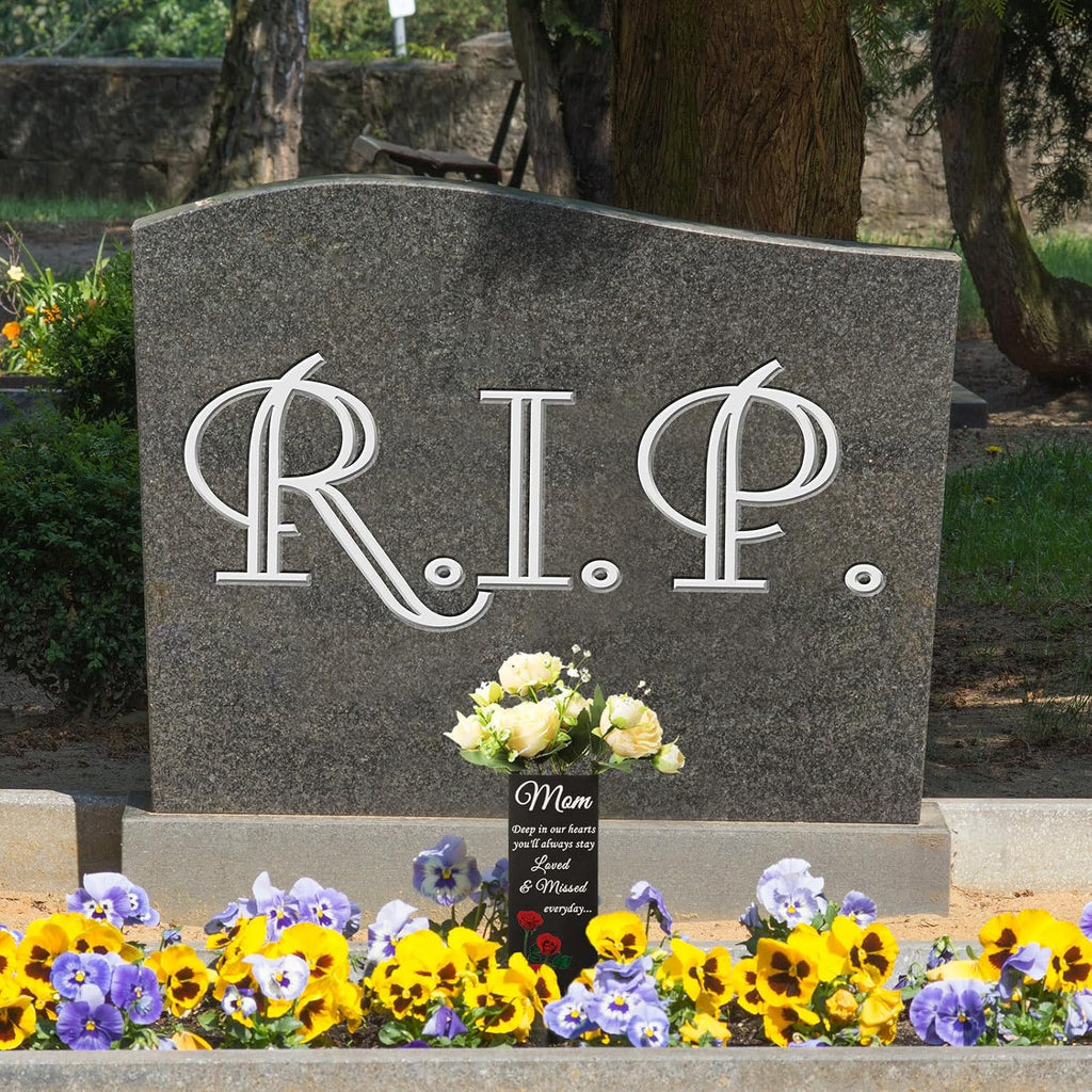 Mom Grave Decorations for Cemetery Metal Grave Vases Mother Memorial Cemetery Flower Holder with Spike Mom Floral