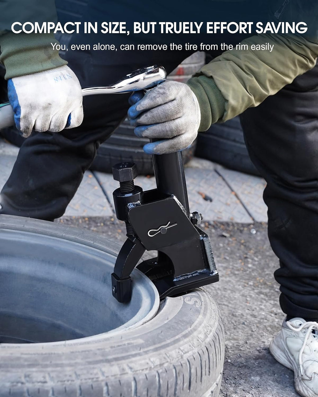 Manual Tire Bead Breaker, 38"-42" Tires Changer Tool with Rubber Pad, Protect Aluminum Alloy Hubs, Easy-Operated Tire