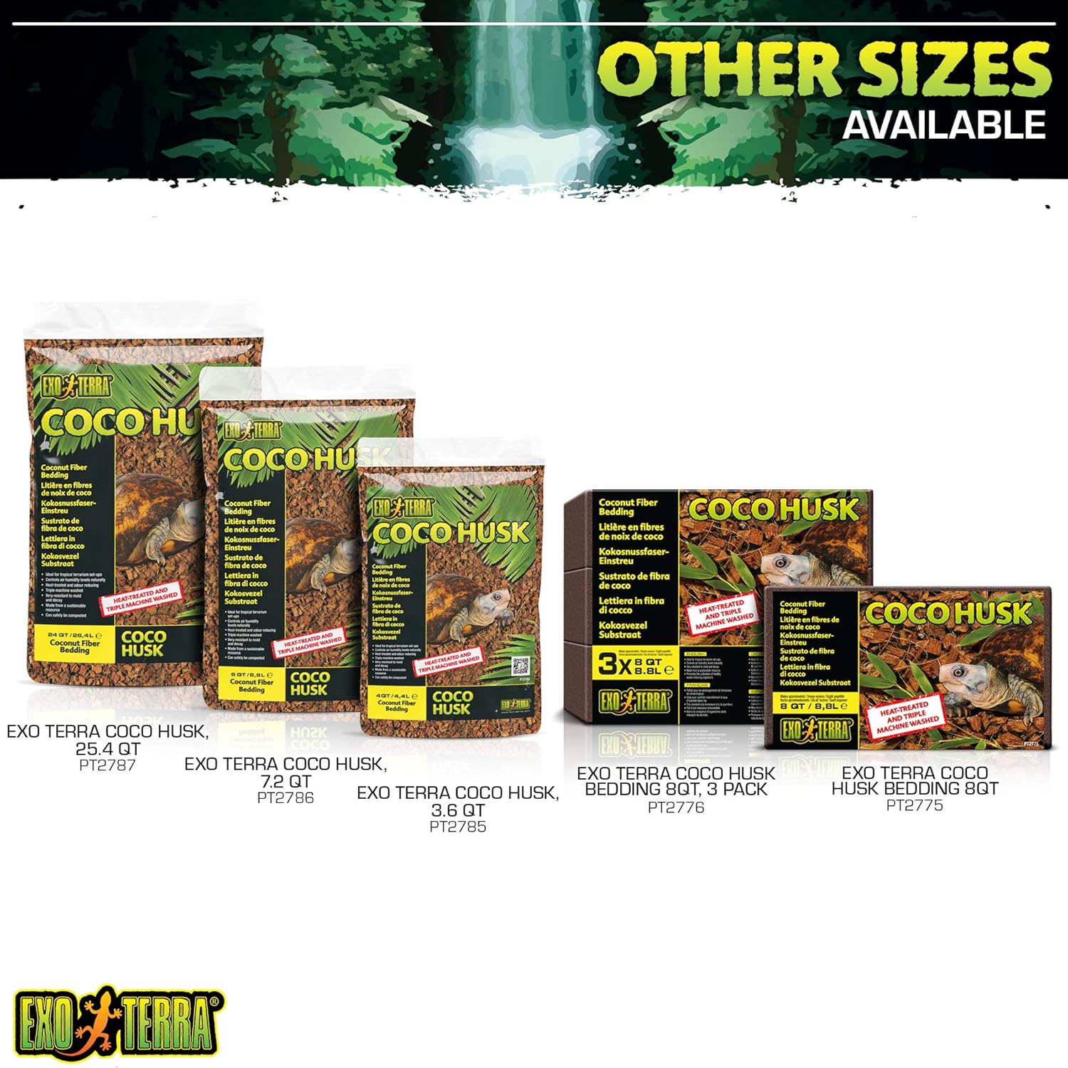 Coco Husk Coconut Fiber Reptile Bedding, 8 QT (8.8 L) | Bedding for Tropical Terrariums, Humidity-Holding Coco Fiber
