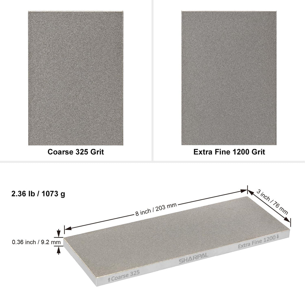 162N Double-sided Diamond Sharpening Stone, 8 in. x 3 in. | Coarse 325 / Extra Fine 1200 Grit, Storage Case with