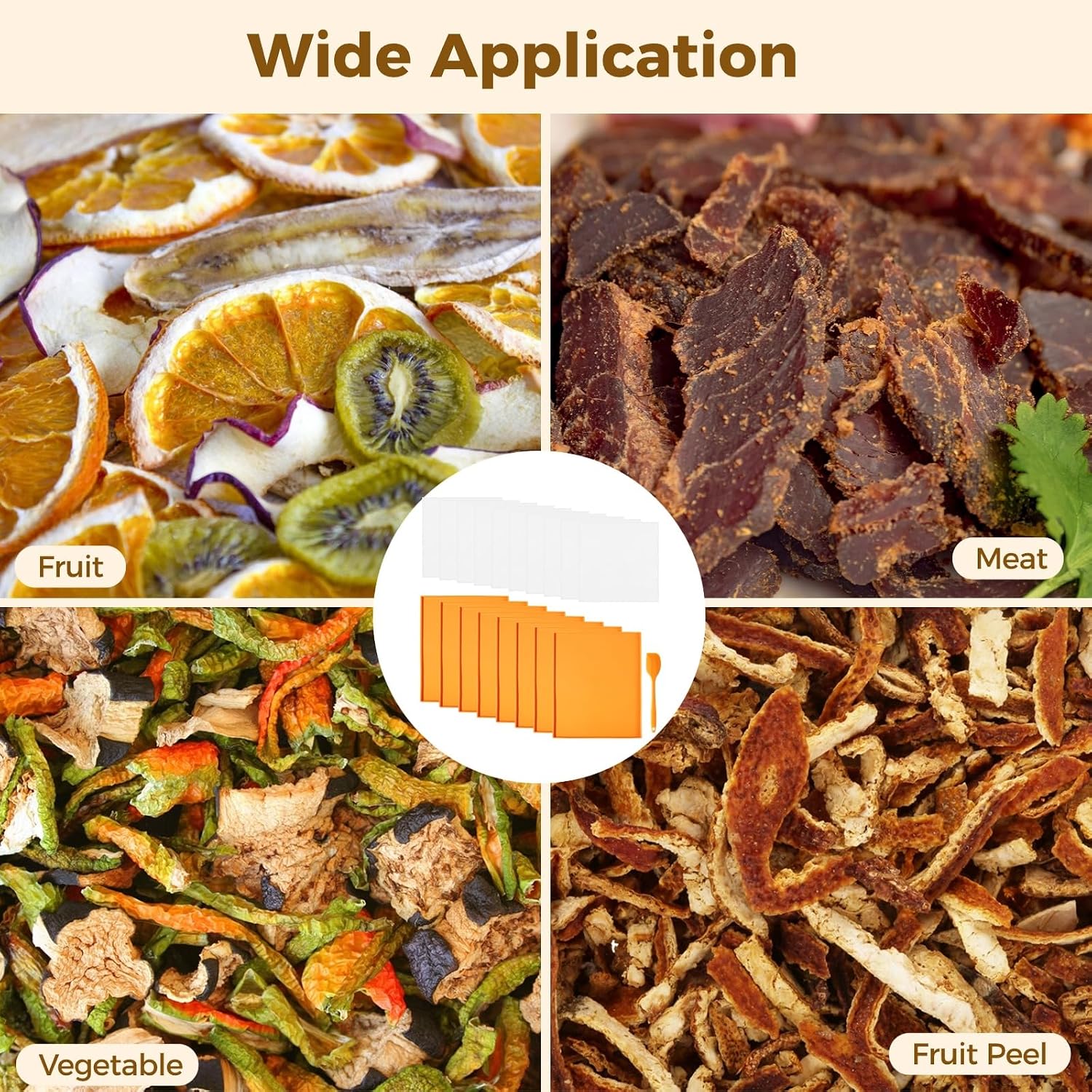 18 Pcs Silicone Dehydrator Sheets, Including 8 Packs DehydrationMats with Edges & 10 Pcs Mesh Sheets, Nonstick
