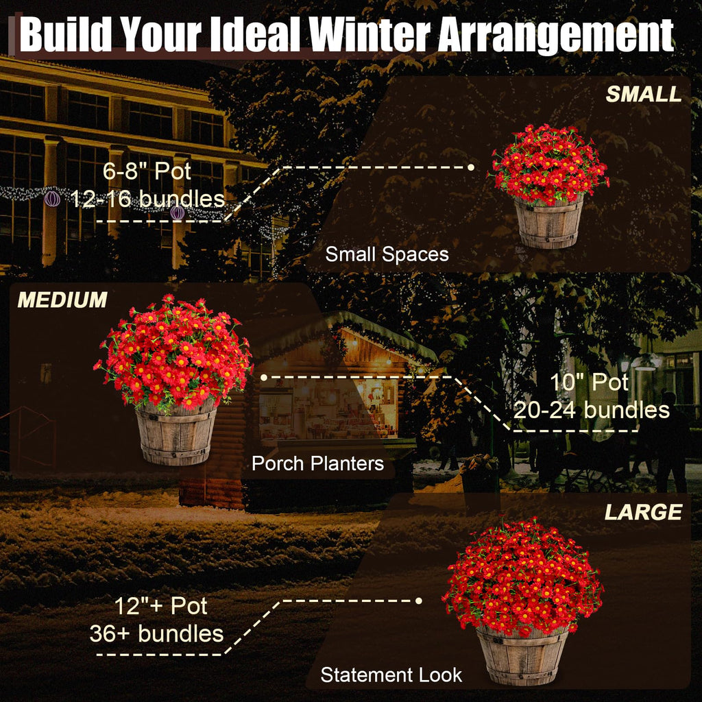 8 Bundles Artificial Christmas Flowers for Outdoors