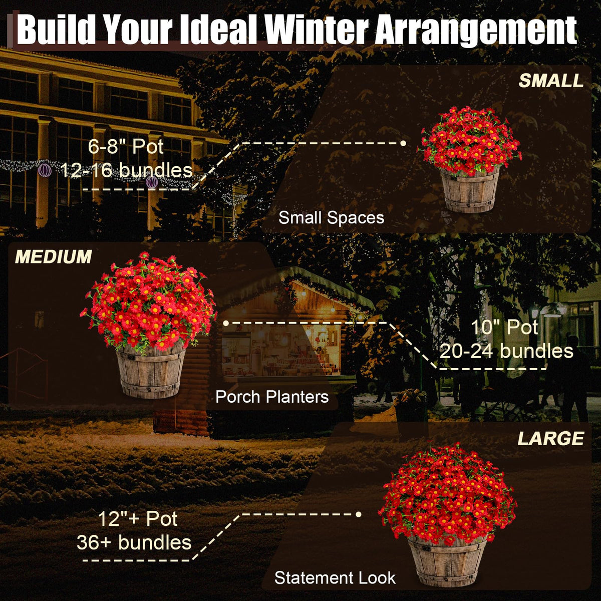 8 Bundles Artificial Christmas Flowers for Outdoors