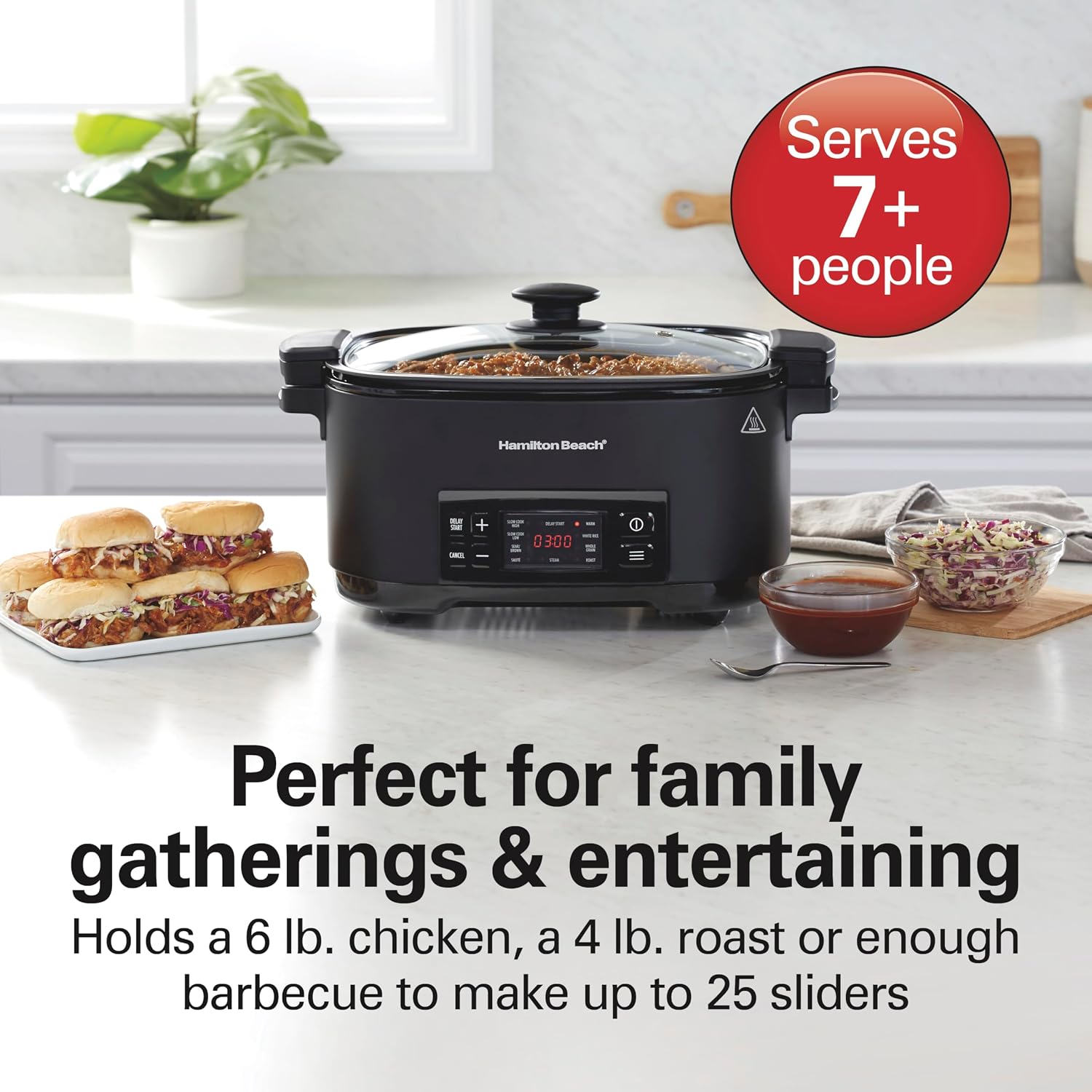 9-in-1 6 Quart Programmable Slow Cooker | Sear, Brown, Rice, Steam, Sauté, Roast, Delay Start & Keep Warm Functions |