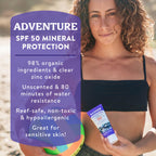 Reef Safe Mineral Sunscreen SPF 50, Zinc Oxide, 2.9 fl oz (2-Pack)