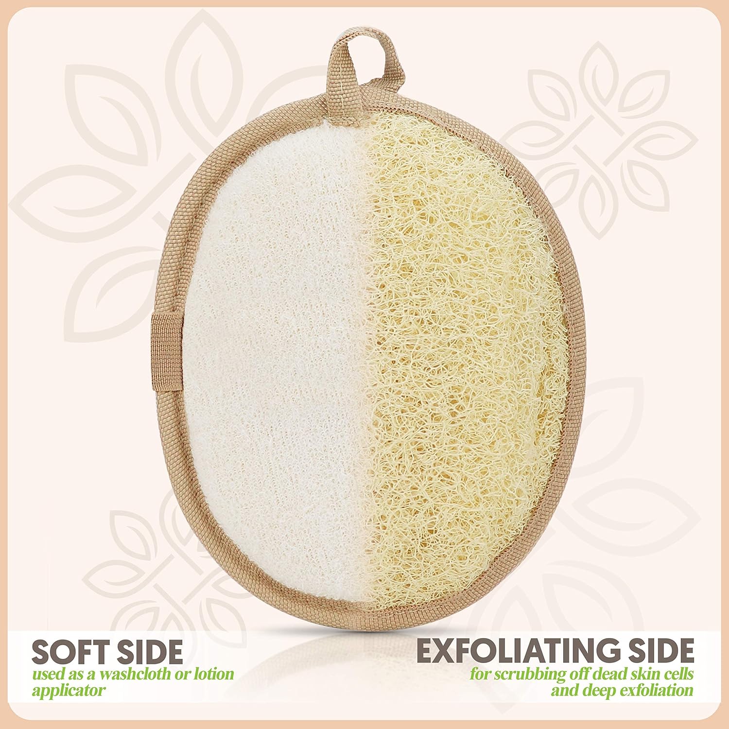 Natural Loofah Exfoliating Body Scrubber, Made with Natural Egyptian Shower Loofah Sponge, Bath Shower Loofah Sponge