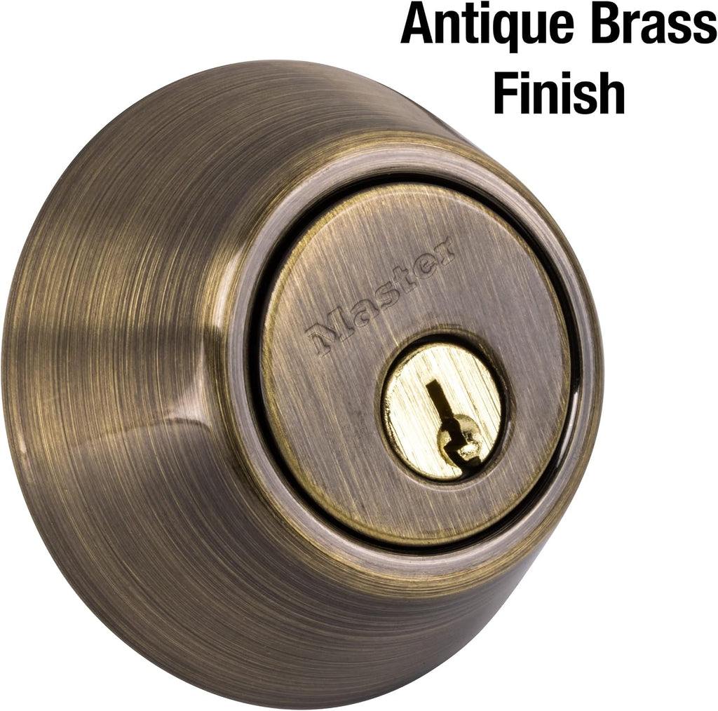 Keyed Entry Door Lock, Single Cylinder Deadbolt with Matching Tulip Style Knob, Antique Brass, TUCO0605,Combo