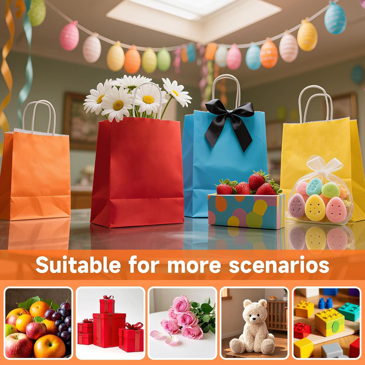 48Pcs Small Paper Gift Bags with Handles,5.8x3.2x8.25 Inch