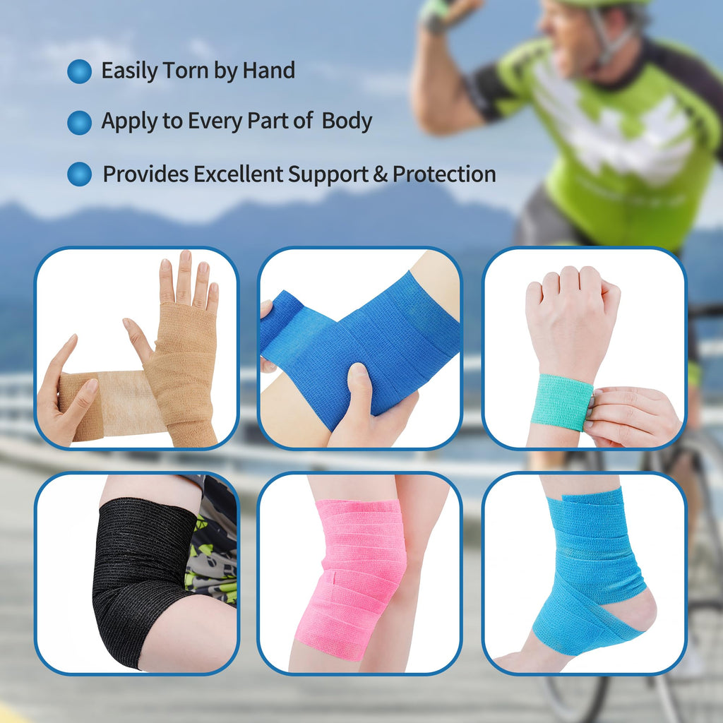 Self Adhesive Bandage Wrap, Cohesive Vet Wrap 12 Pack 4 Inch